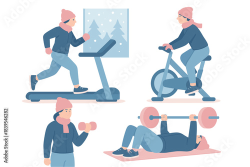 Winter workout activities: indoor cardio, weightlifting, and exercise motivation