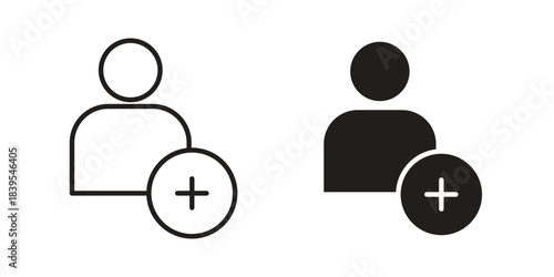 User add icons illustration, line art, glyph style vectors