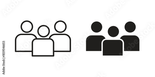 Users icons illustration, line art, glyph style vectors