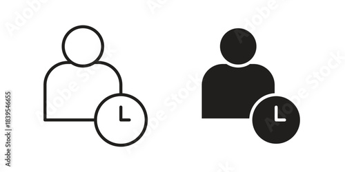 User time icons illustration, line art, glyph style vectors