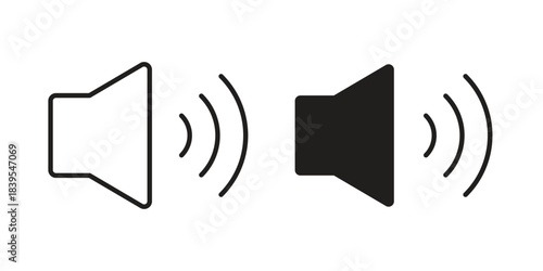 Volume icons illustration, line art, glyph style vectors