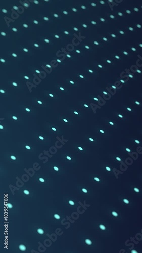 Diagonal Grid of Glowing Teal Dots on Dark Blue Background