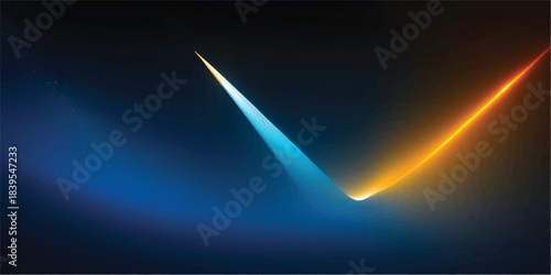 Infinity Neon Blue Light Arc with Golden Horizon Glow, Abstract Futuristic Motion Graphic Design for Metaverse Concepts, 3D Tech Branding and Luxury UI