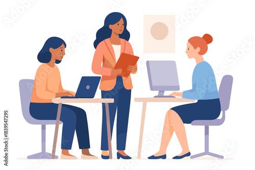 Office teamwork collaboration with diverse professionals discussing project