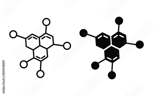 Molecule icon vector symbol. chemical molecular structure icon sign vector.