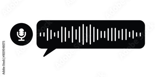 voice note icon in chatroom. Voice Message Bubble Icon. Record voice message for phone correspondence. Social media icon.
