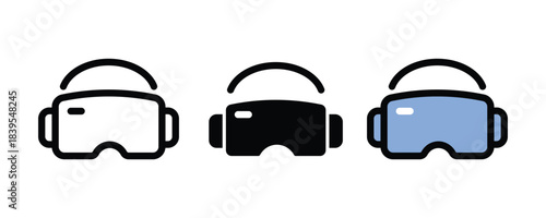 VR Glasses Icon Set. Virtual Reality Goggles Symbol Collection. headset icon for digital immersion.