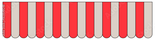 Alternating Red and Beige Carnival Awning Stripes with Scalloped Edges