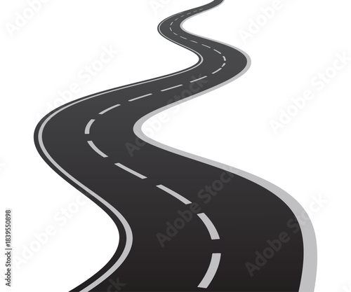 Curvy roadway elements, winding road icon vector. top view asphalt road vector template. Top view of race track and highway. 