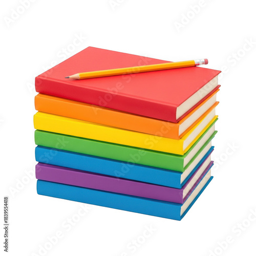 Wallpaper Mural Vibrant rainbow stack of books with pencil offers educational inspiration for learning transparent background Torontodigital.ca