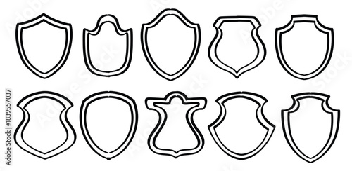Set of hand drawn Protect security shield theme Isolated Vector
