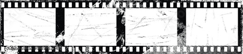 Grunge Filmstrip poster overlay . Dusty, scratchy texture effect. Film frame photo strip. Camera roll vintage design .Photo Album. Grunge effect .Vector
