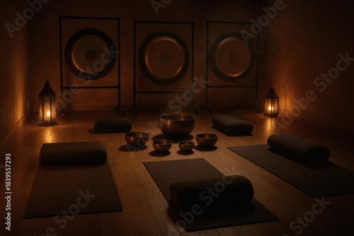 Gongs and sound bath atmosphere