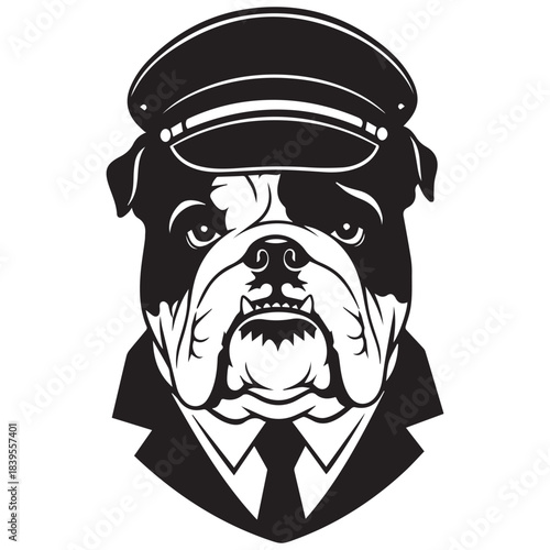 Bulldog in captain uniform Vector, illustration