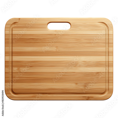 Cutting Board Made of Bamboo Placed on a Flat Surface in a Kitchen Setting fo...