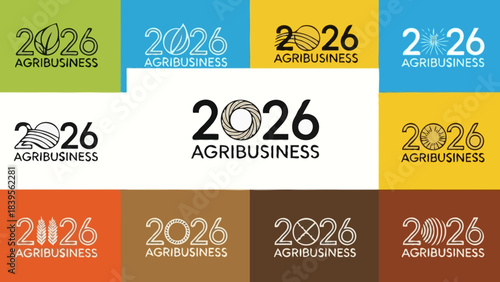 Agribusiness 2026 Logo Text Design Set