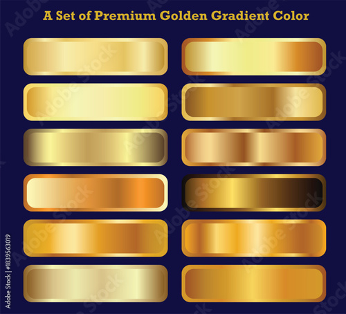 Gold Gradient Buttons Vector Pack Luxury Metallic Golden Bronze Rose Gold Chrome Foil Labels AI EPS SVG PNG, Premium Gold Gradient Bars Capsules Web UI Metallic Badges Collection, Luxury Golden Gradie