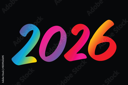 Colorful 2026 Number Vector Design With Dark Background