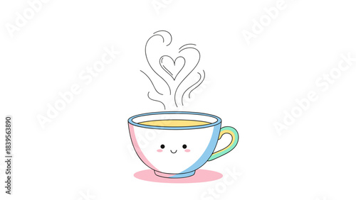 Steaming cup of coffee and tea illustration