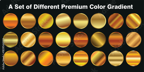 Gold Gradient Pack Vector Luxury Metallic Bronze Rose Gold Circle Swatches AI EPS SVG PNG, Premium Gold Gradients Set Rose Gold Copper Bronze Metallic Foil Circles Vector AI EPS, Luxury Gold Circle Gr