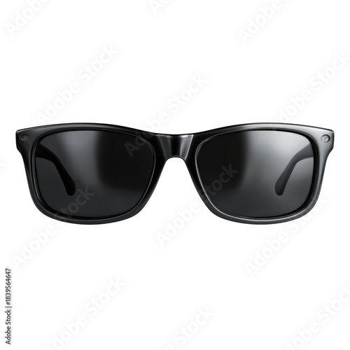 Simple Black Sunglasses Facing Forward on a Plain Background Without Any Mark...