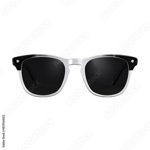 Simple Black Sunglasses Facing Forward on a Plain Background Without Any Mark...