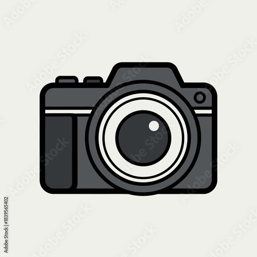 Simple illustration of a modern digital camera, isolated on a light background. isolated on white background, Vector