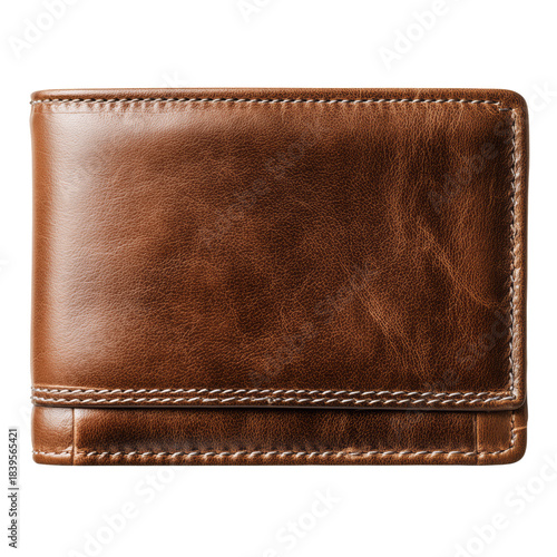 Brown Leather Wallet Placed on a Flat Surface Showing Wear and Texture Details