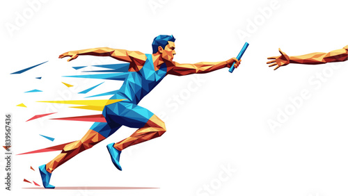 Abstract illustration of a relay race runner passing the baton