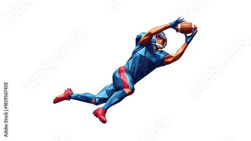 Abstract illustration of a football player diving to catch the ball