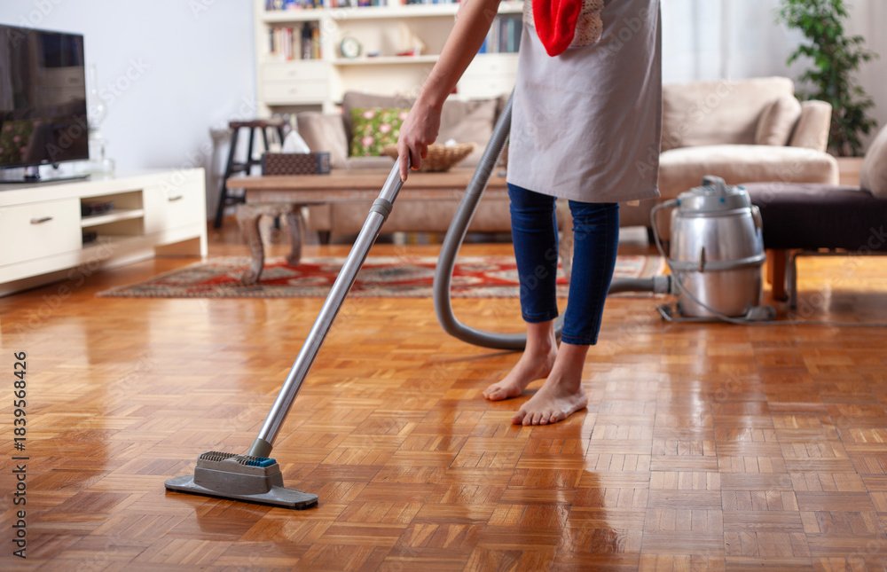 Fototapeta premium housekeeping woman cleaning floor