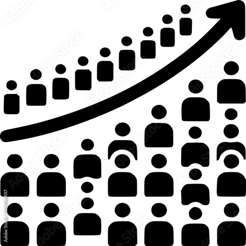 Demographic Ascent: A stylized visual representing the steady growth of a population, illustrated by ascending figures along a graph.
