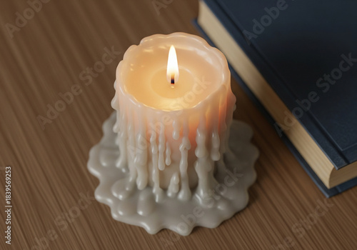 Melted Candle with Soft Warm Lighting