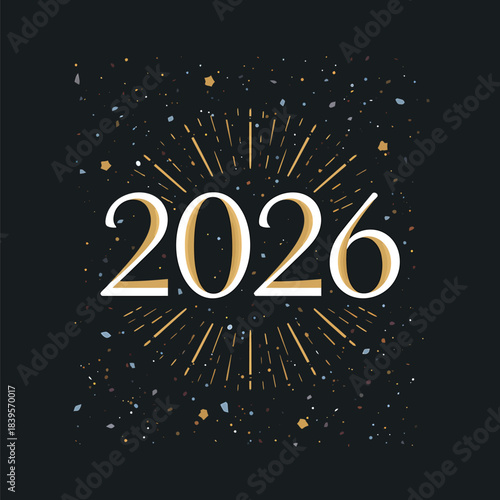 Modern new year 2026 typography design with clean lines and vibrant colors