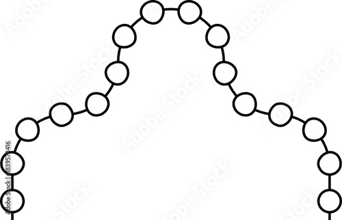 Circular nodes travel along a route pattern formed by multiple curves.