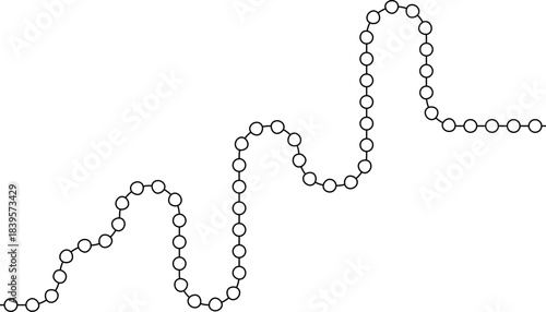 Circular nodes progress along a path built from multiple segments of arcs.