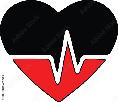 Red Pulse Icon Heartbeat Line Vector Medical Symbol EPS