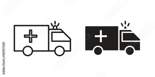 Ambulance icons Vector hand drawn illustration in doodle style. Simple sketch isolated.