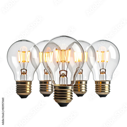 A group of glowing, vintage-style LED filament light bulbs against a black background.