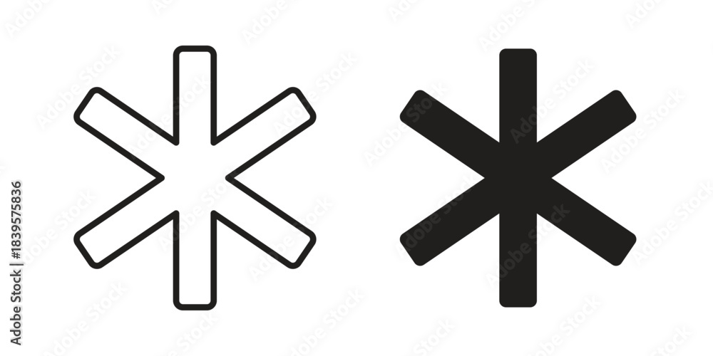 Obraz premium Asterisk icons Vector hand drawn illustration in doodle style. Simple sketch isolated.