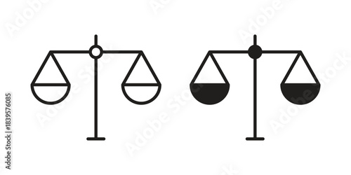 Balance scale icons Vector hand drawn illustration in doodle style. Simple sketch isolated.