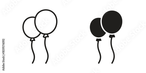 Balloons icons Vector hand drawn illustration in doodle style. Simple sketch isolated.