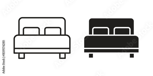 Bed icons Vector hand drawn illustration in doodle style. Simple sketch isolated.