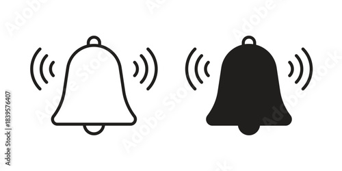 Bell ring icons Vector hand drawn illustration in doodle style. Simple sketch isolated.