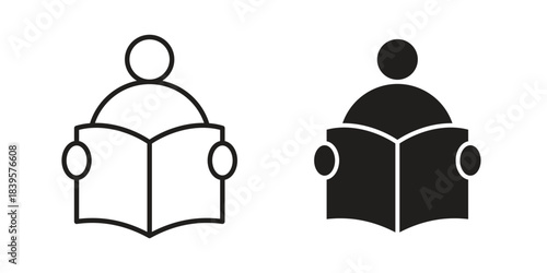Book open reader icons Vector hand drawn illustration in doodle style. Simple sketch isolated.