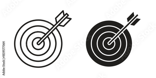 Bullseye icons Vector hand drawn illustration in doodle style. Simple sketch isolated.