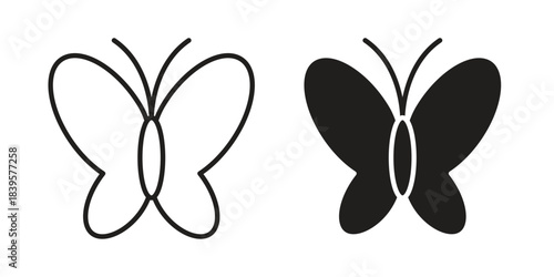Butterfly icons Vector hand drawn illustration in doodle style. Simple sketch isolated.