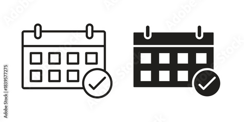 Calendar check icons Vector hand drawn illustration in doodle style. Simple sketch isolated.
