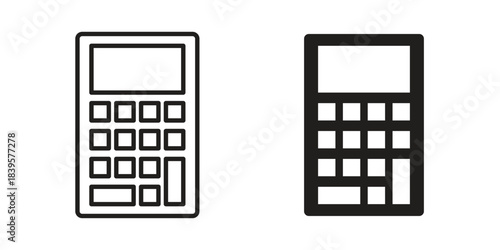Calculator icons Vector hand drawn illustration in doodle style. Simple sketch isolated.