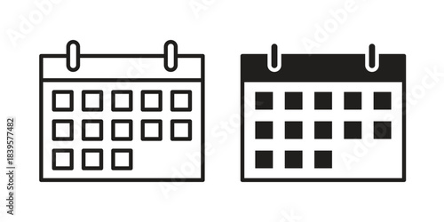Calendar icons Vector hand drawn illustration in doodle style. Simple sketch isolated.